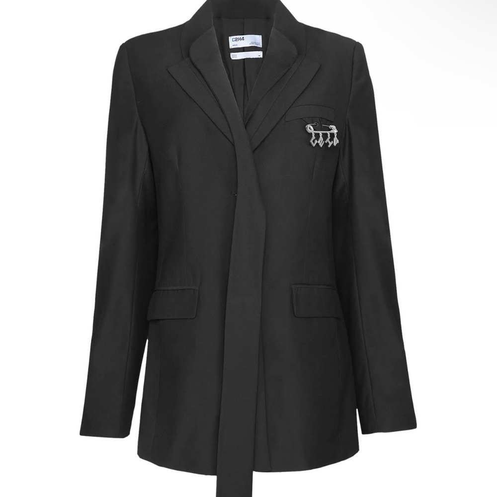 C2H4 Asymmetrical Double Lapel Tailored Jacket 'Black' Size XS NWT